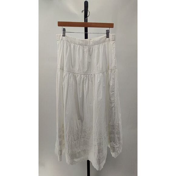 Quince Womens Cotton Poplin Tiered Maxi Skirt White M - Picture 1 of 2